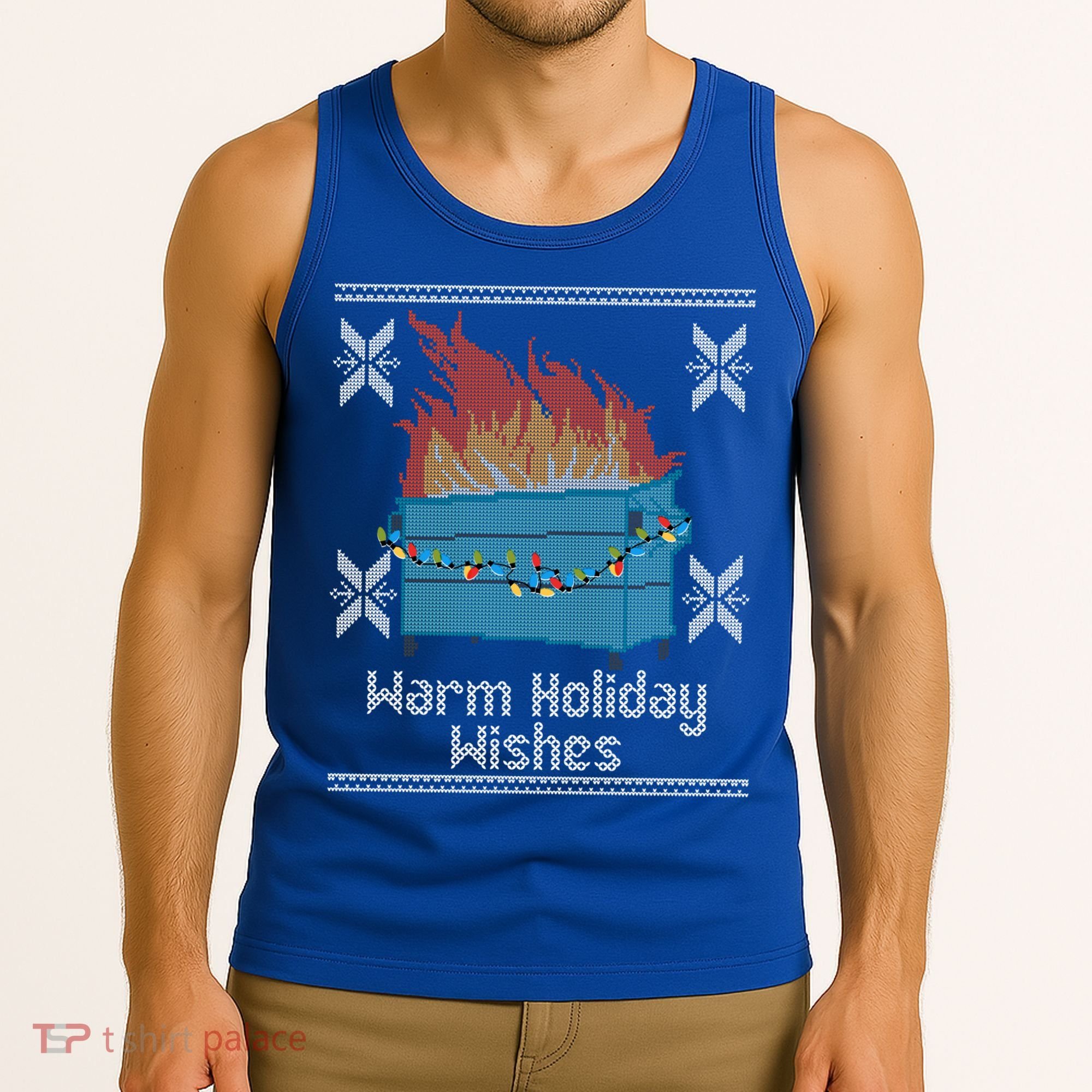 Funny Ugly Christmas Warm Holiday Wishes Dumpster Fire Gift Tank Top