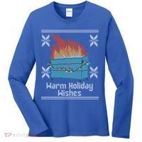 Funny Ugly Christmas Warm Holiday Wishes Dumpster Fire Gift Women's Long Sleeve Shirt thumb 0