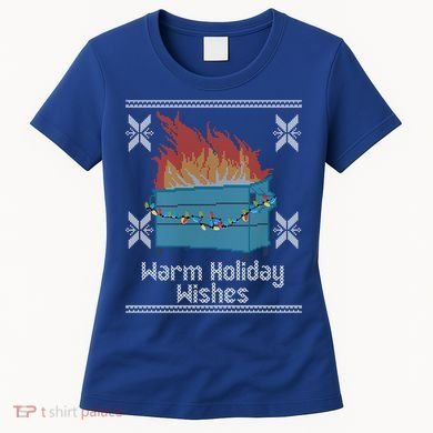 Funny Ugly Christmas Warm Holiday Wishes Dumpster Fire Gift Women's T-Shirt