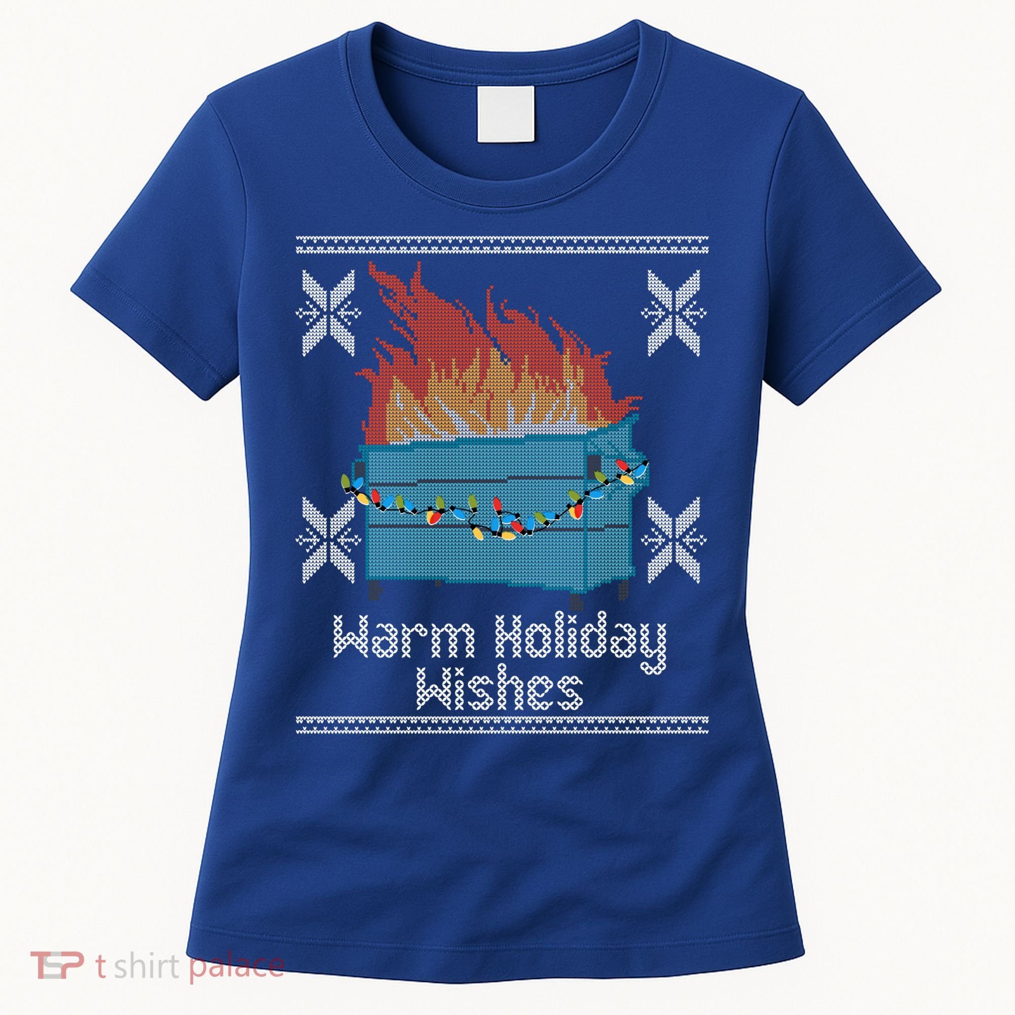 Funny Ugly Christmas Warm Holiday Wishes Dumpster Fire Gift Women's T-Shirt