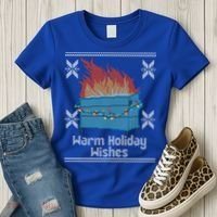 Funny Ugly Christmas Warm Holiday Wishes Dumpster Fire Gift Women's T-Shirt thumb 3