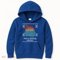 Funny Ugly Christmas Warm Holiday Wishes Dumpster Fire Gift Kids Hoodie thumb 0
