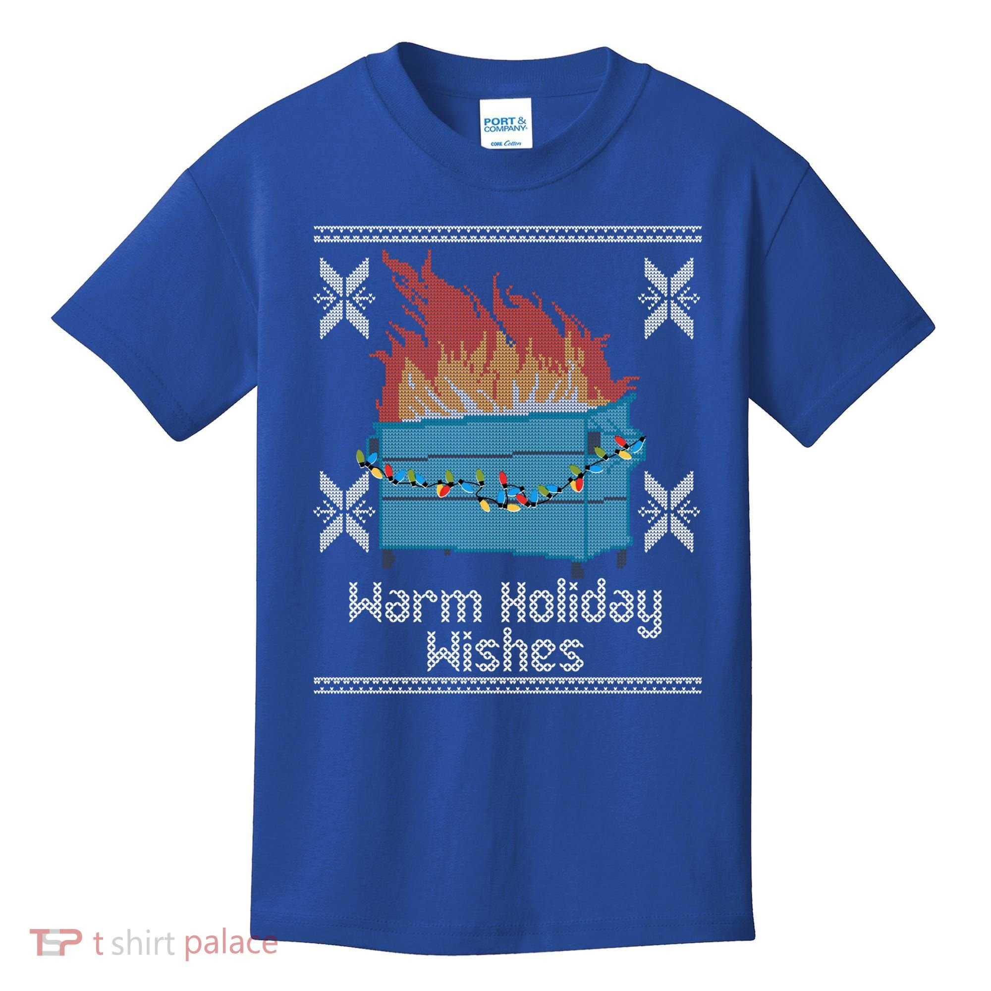 Funny Ugly Christmas Warm Holiday Wishes Dumpster Fire Gift Kids T-Shirt