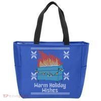 Funny Ugly Christmas Warm Holiday Wishes Dumpster Fire Gift Tote Bag thumb 0