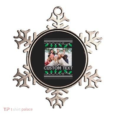Family Ugly Christmas Sweater Design Custom Photo Text Ornament