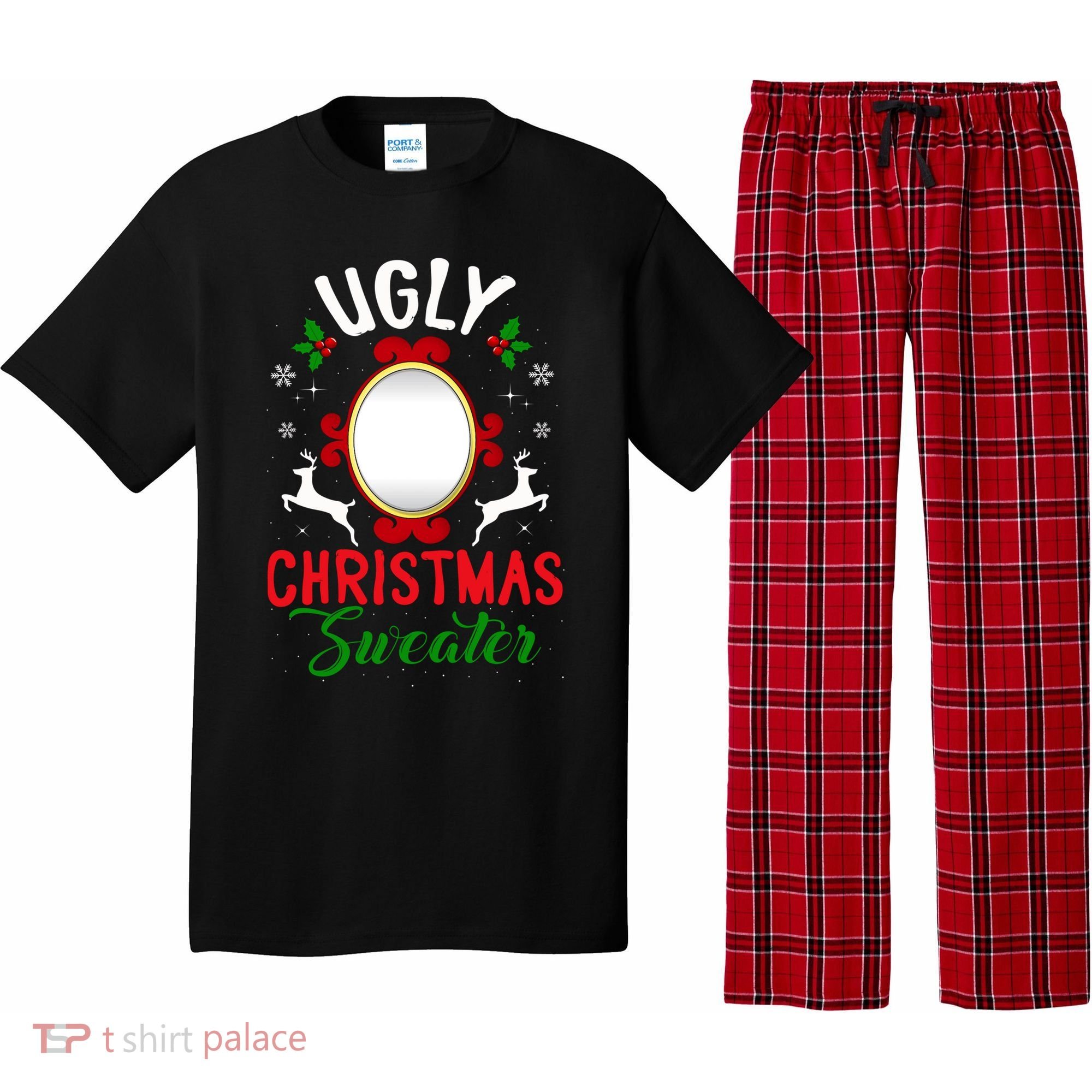 Funny Ugly Christmas Sweater With Mirror Pajama Set