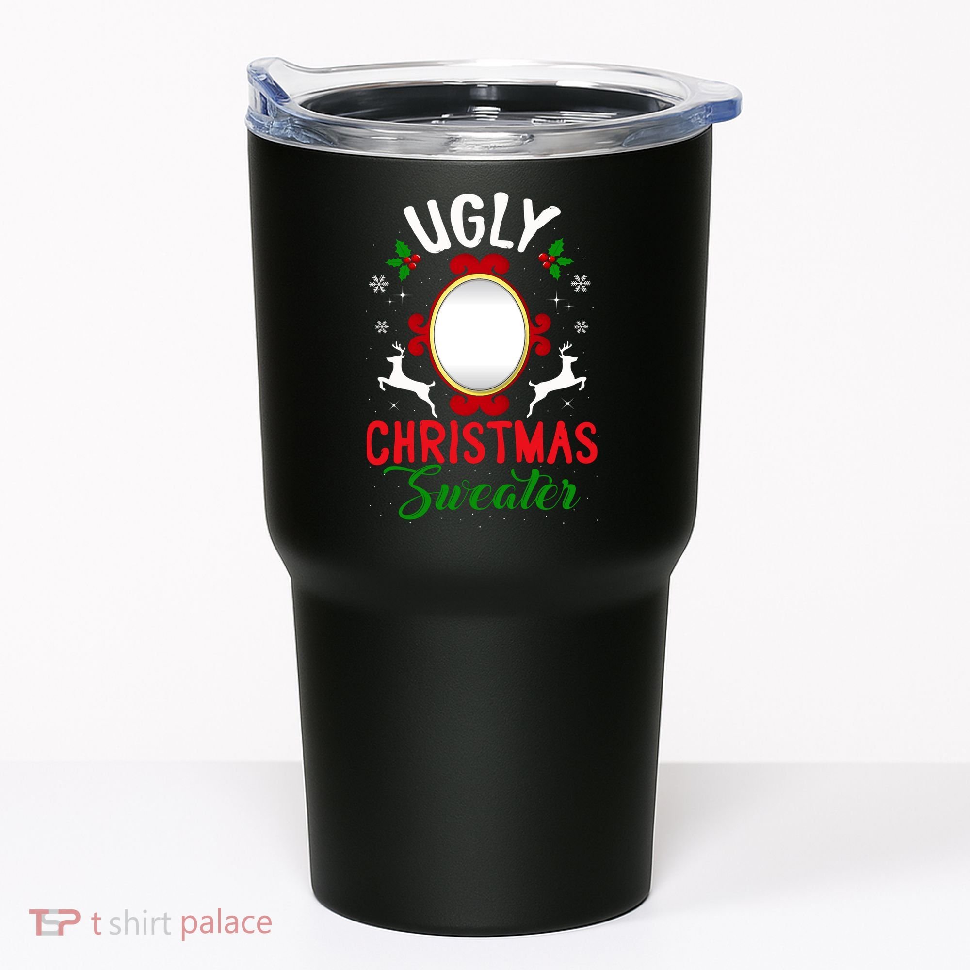 Funny Ugly Christmas Sweater With Mirror Tumbler