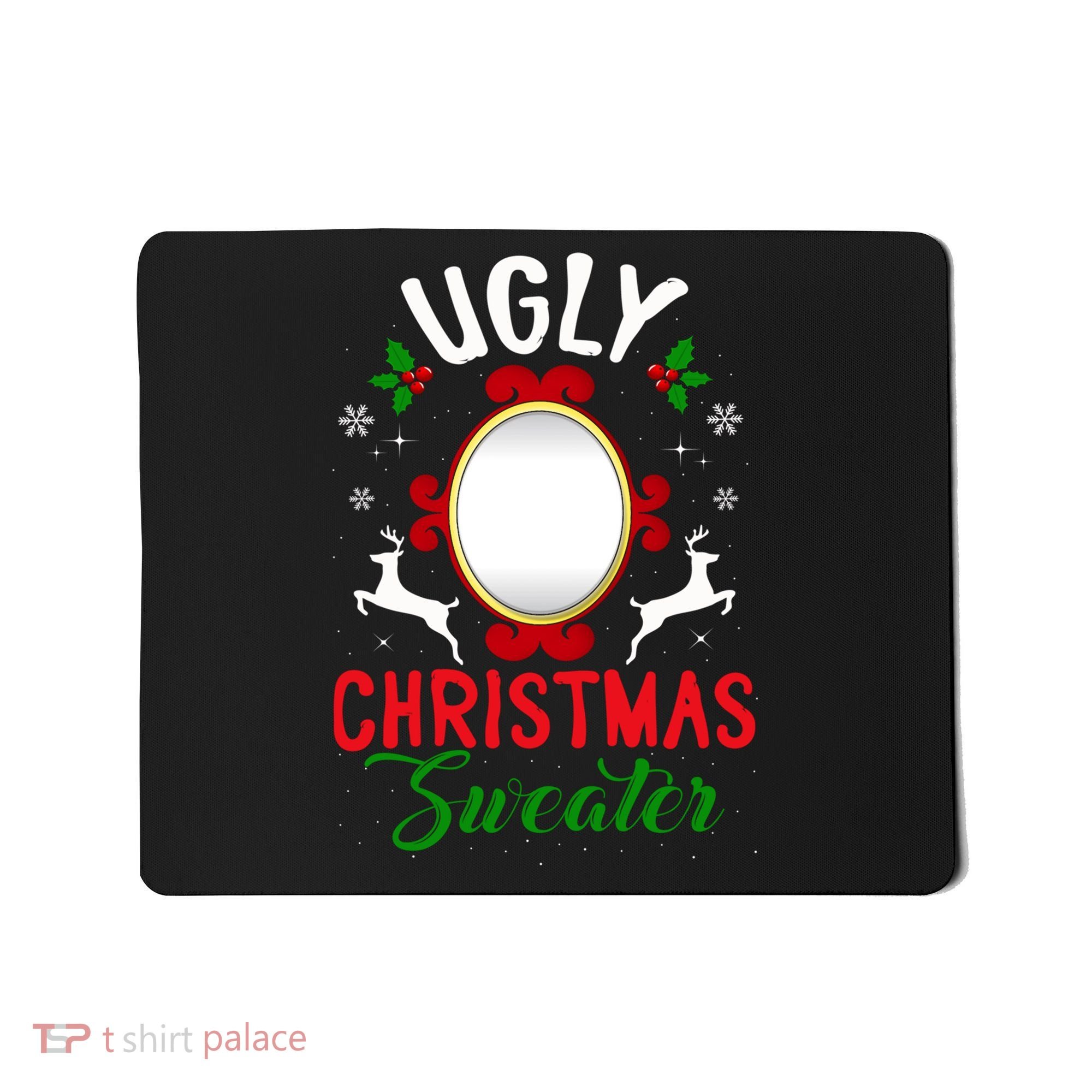 Funny Ugly Christmas Sweater With Mirror Mousepad