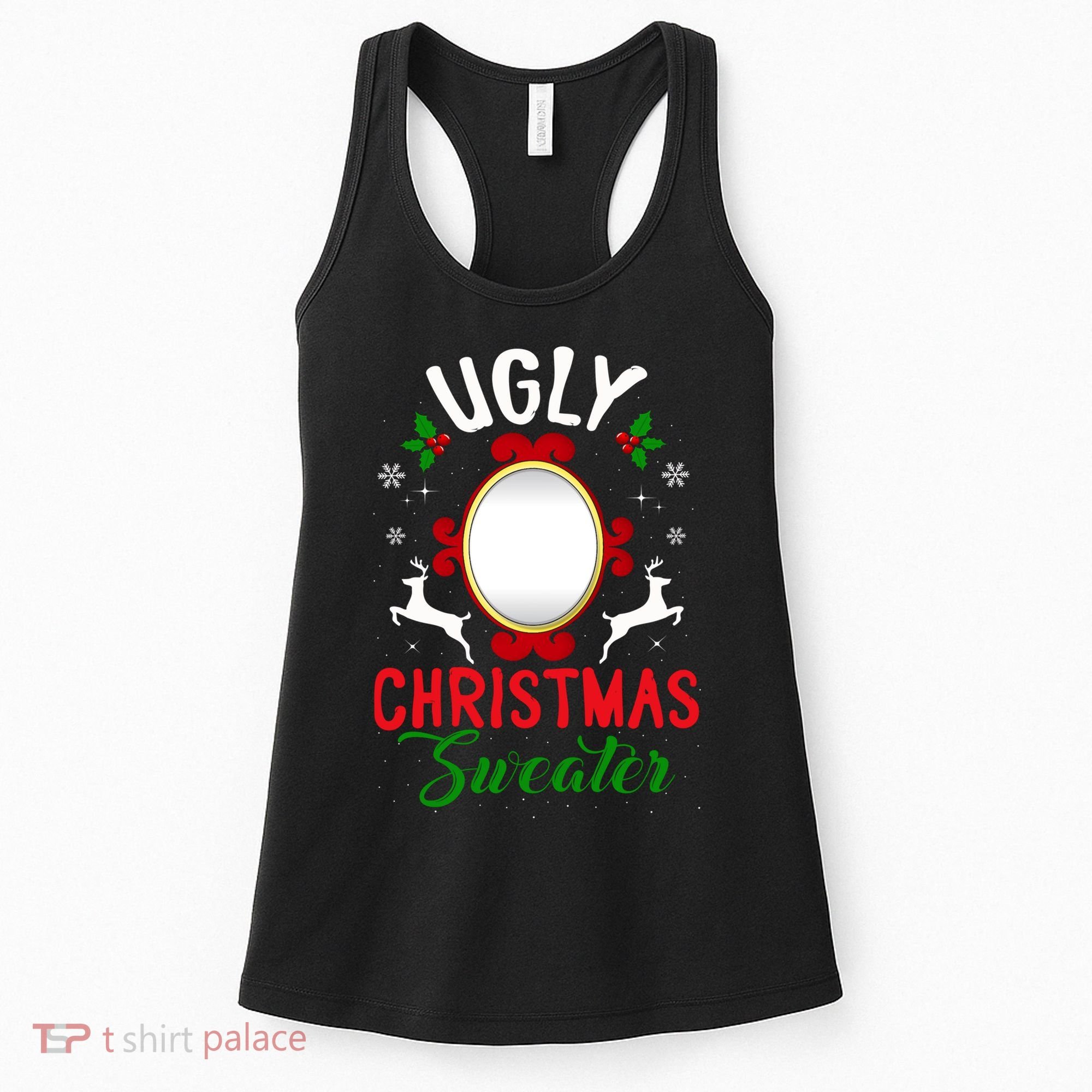 Funny Ugly Christmas Sweater With Mirror Women's Tank Top