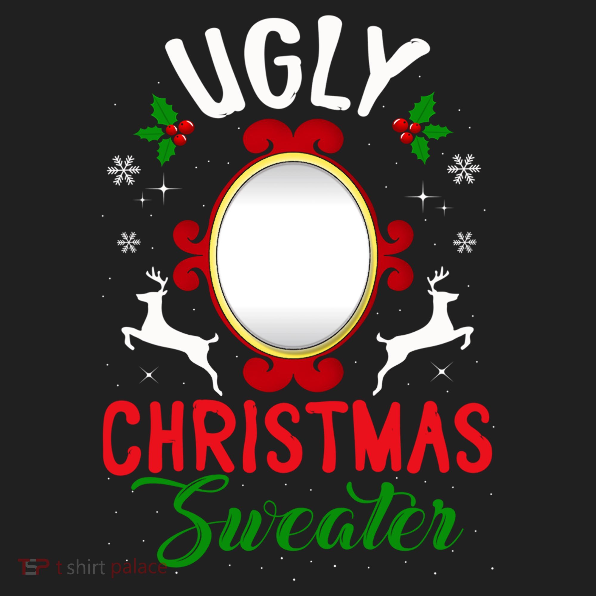 Funny Ugly Christmas Sweater With Mirror Hat
