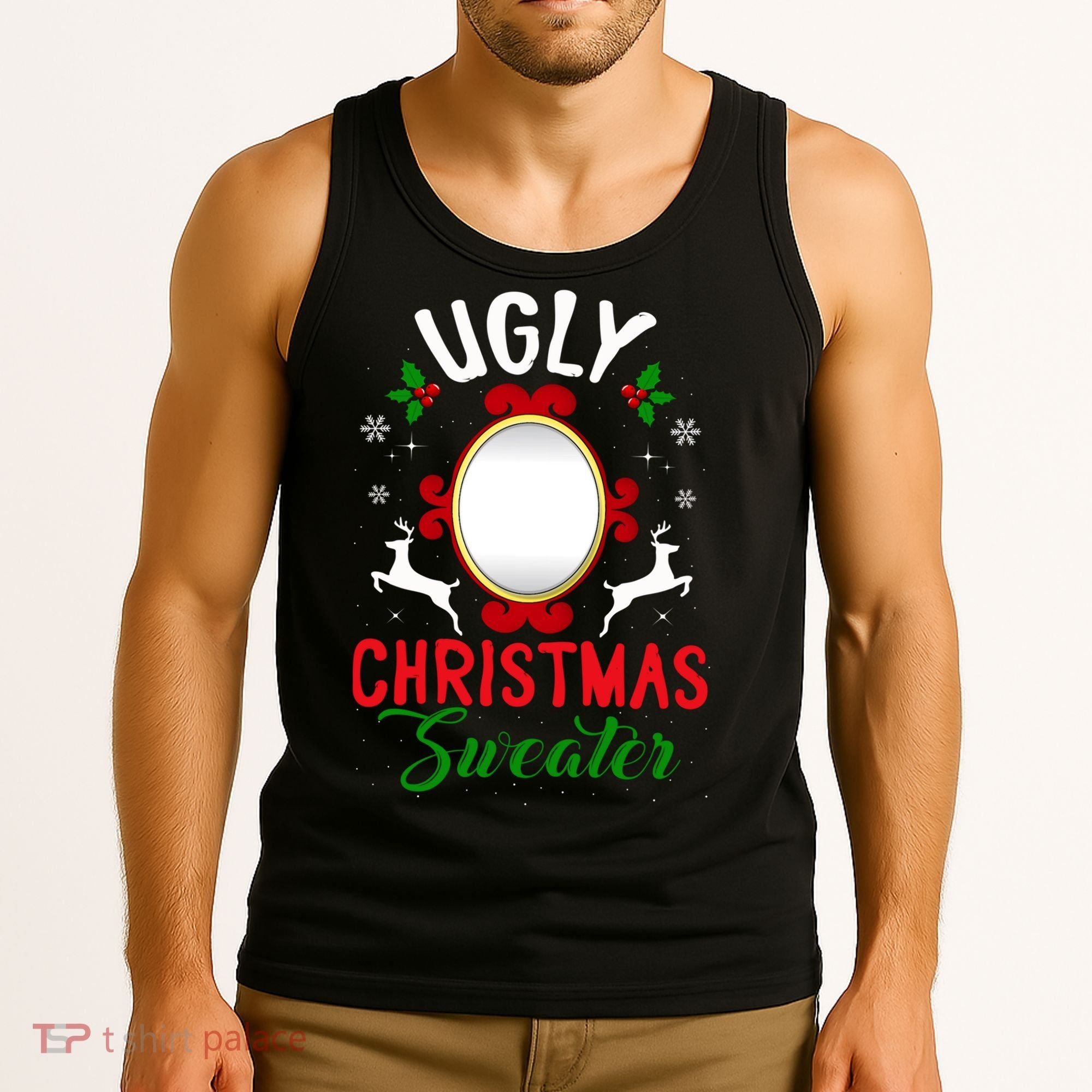 Funny Ugly Christmas Sweater With Mirror Tank Top