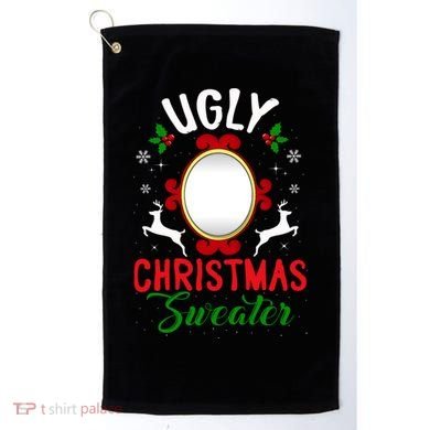 Funny Ugly Christmas Sweater With Mirror Golf Towel