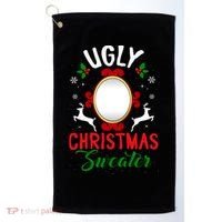 Funny Ugly Christmas Sweater With Mirror Golf Towel thumb 0