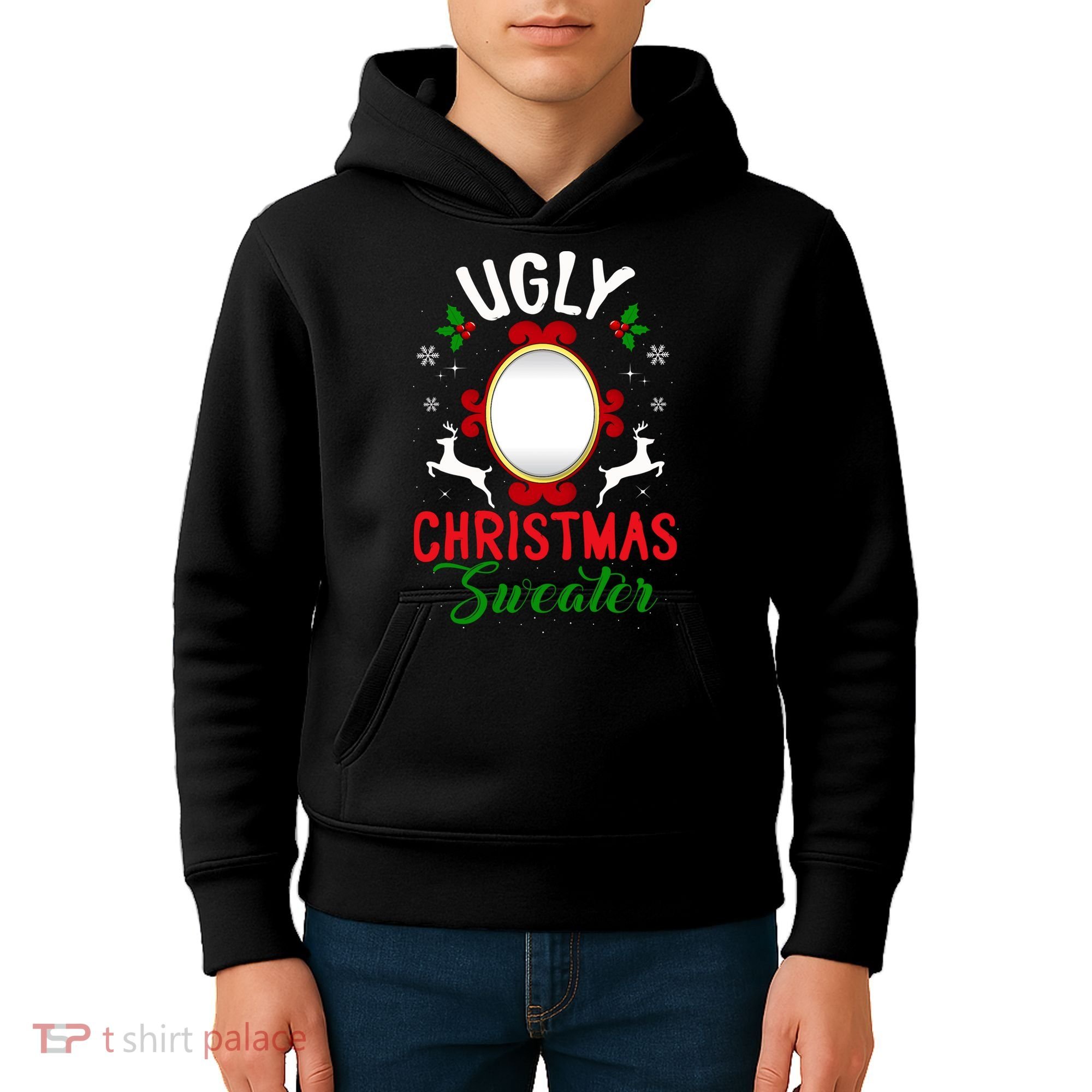 Funny Ugly Christmas Sweater With Mirror Kids Hoodie