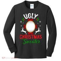 Funny Ugly Christmas Sweater With Mirror Kids Long Sleeve Shirt thumb 0