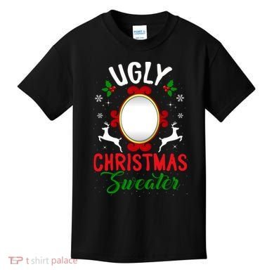 Funny Ugly Christmas Sweater With Mirror Kids T-Shirt