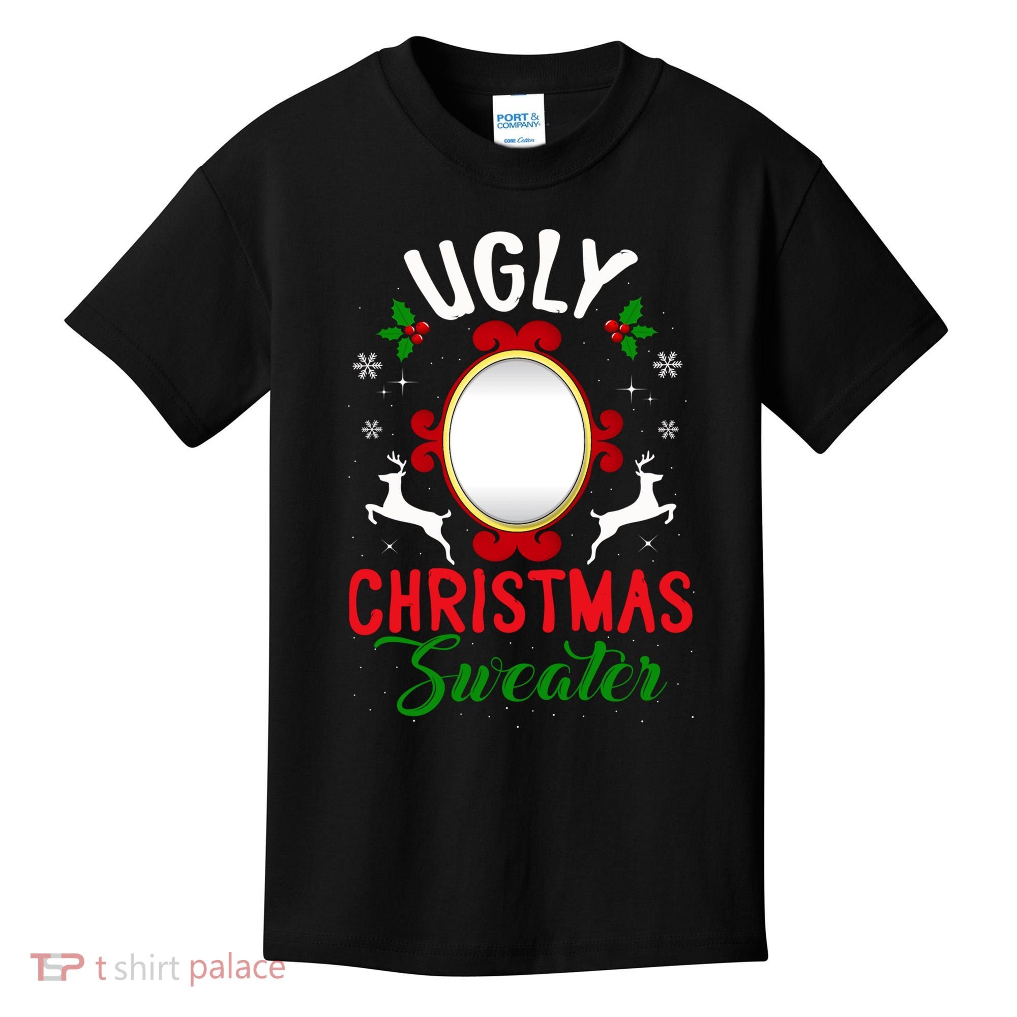 Funny Ugly Christmas Sweater With Mirror Kids T-Shirt