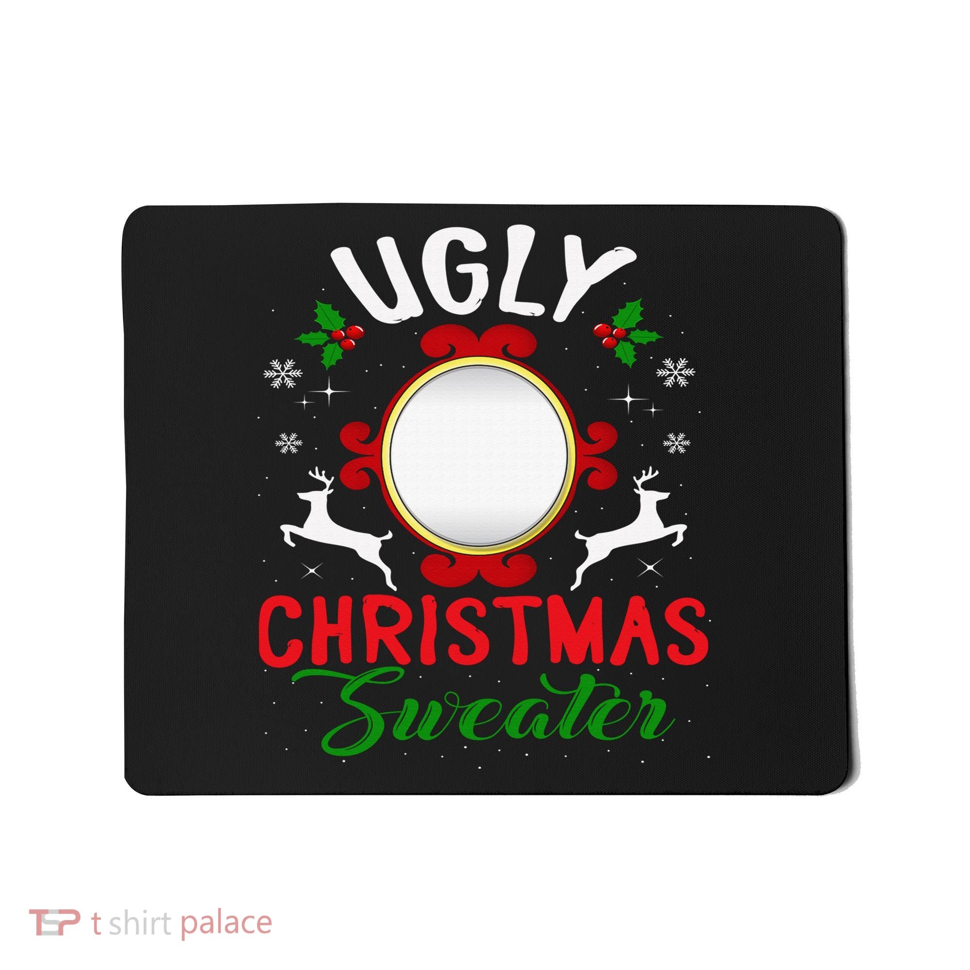 Funny Ugly Christmas Sweater With Mirror Mousepad