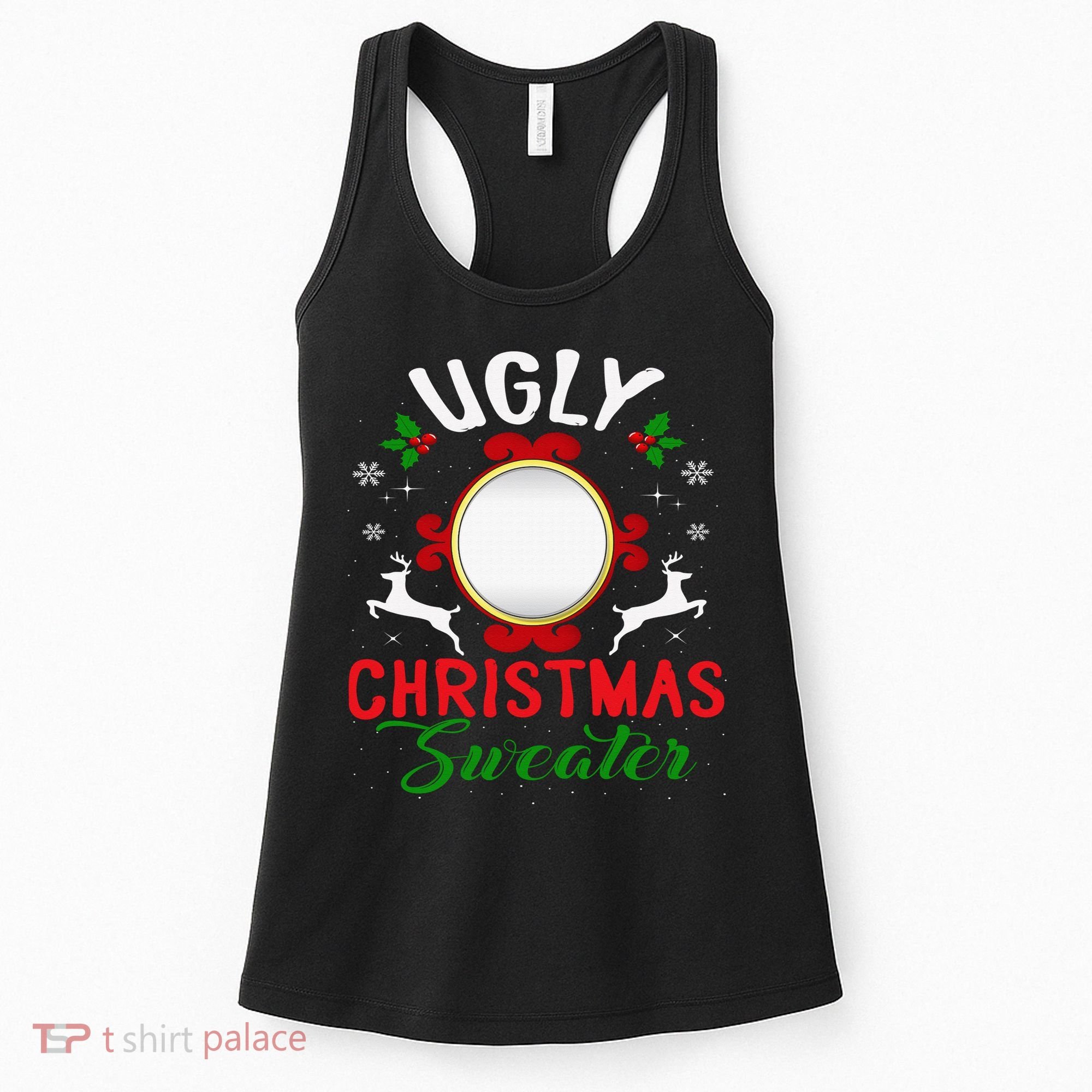 Funny Ugly Christmas Sweater With Mirror Women's Tank Top