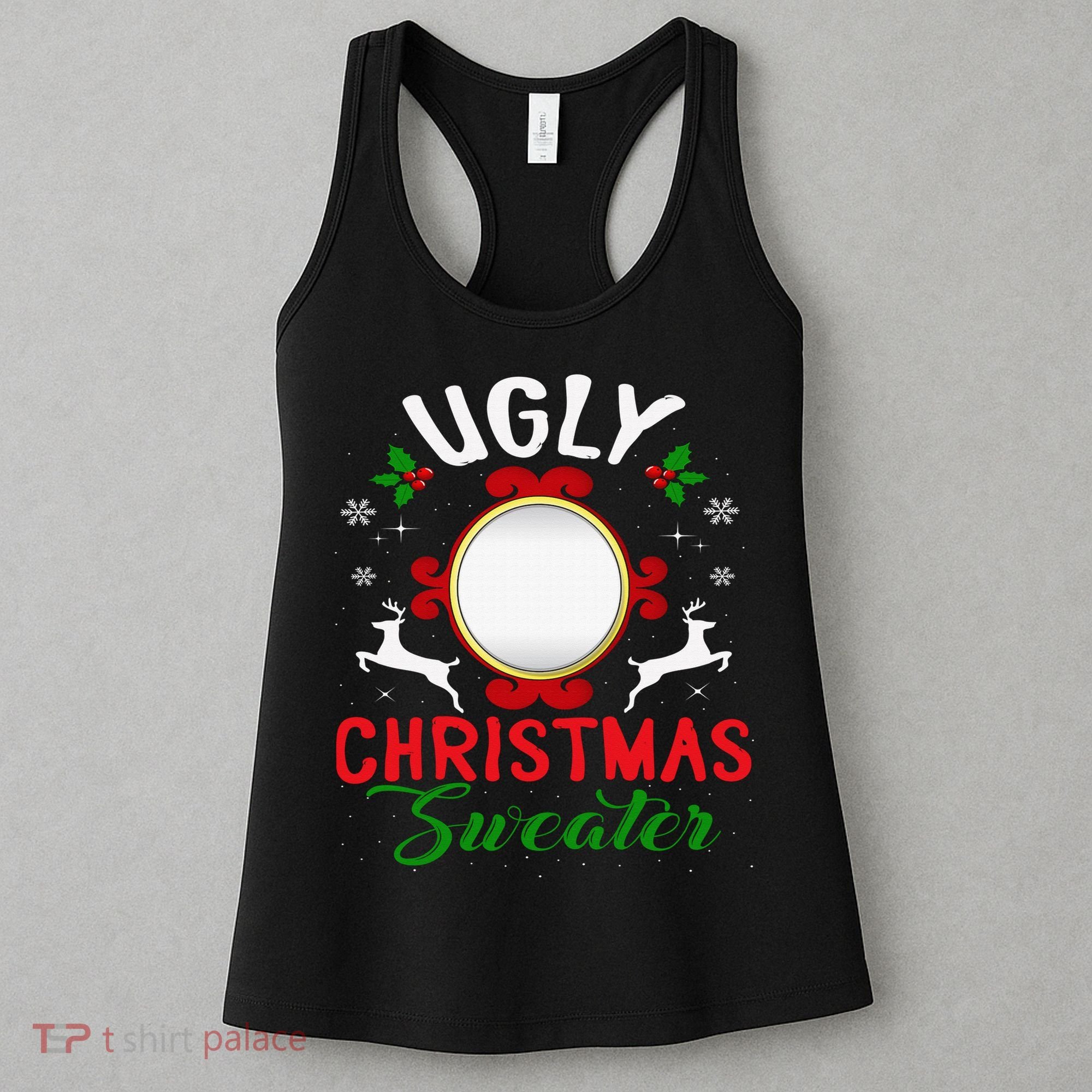 Funny Ugly Christmas Sweater With Mirror Women's Tank Top