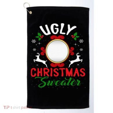 Funny Ugly Christmas Sweater With Mirror Golf Towel