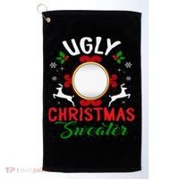 Funny Ugly Christmas Sweater With Mirror Golf Towel thumb 0