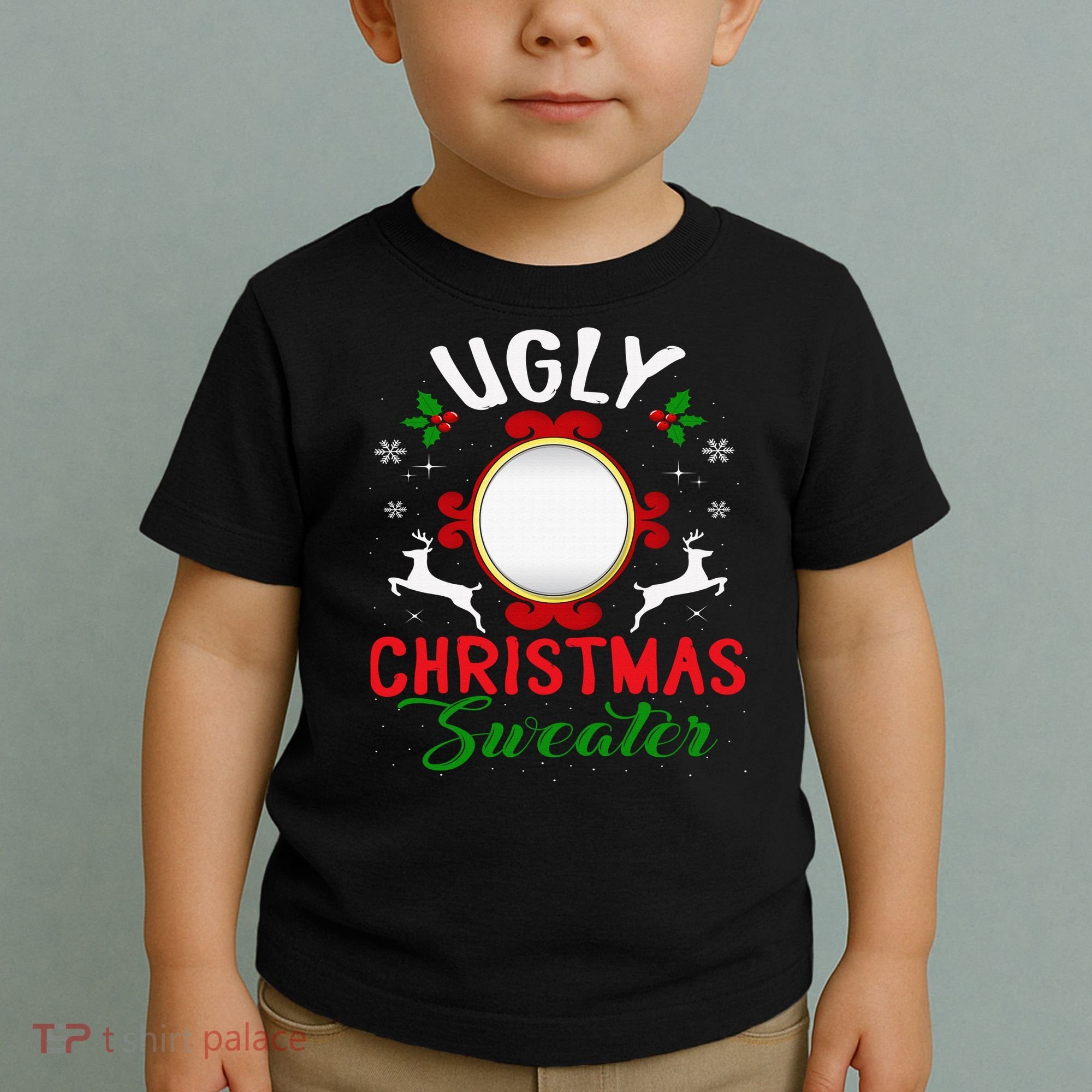 Funny Ugly Christmas Sweater With Mirror Toddler T-Shirt