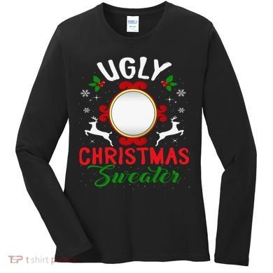 Funny Ugly Christmas Sweater With Mirror Women's Long Sleeve Shirt
