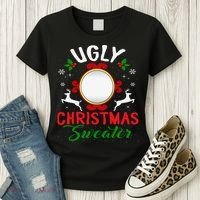 Funny Ugly Christmas Sweater With Mirror Women's T-Shirt thumb 3