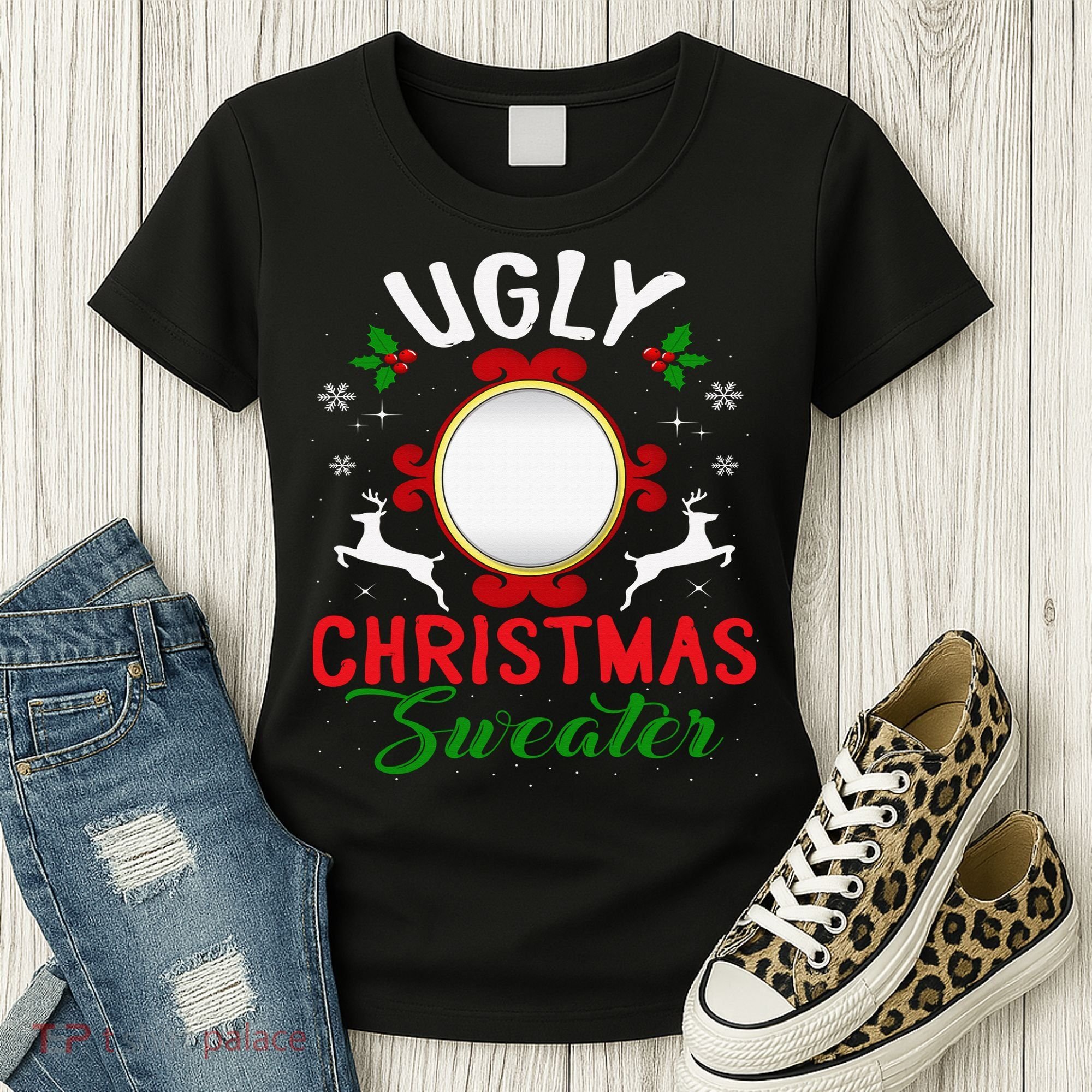Funny Ugly Christmas Sweater With Mirror Women's T-Shirt