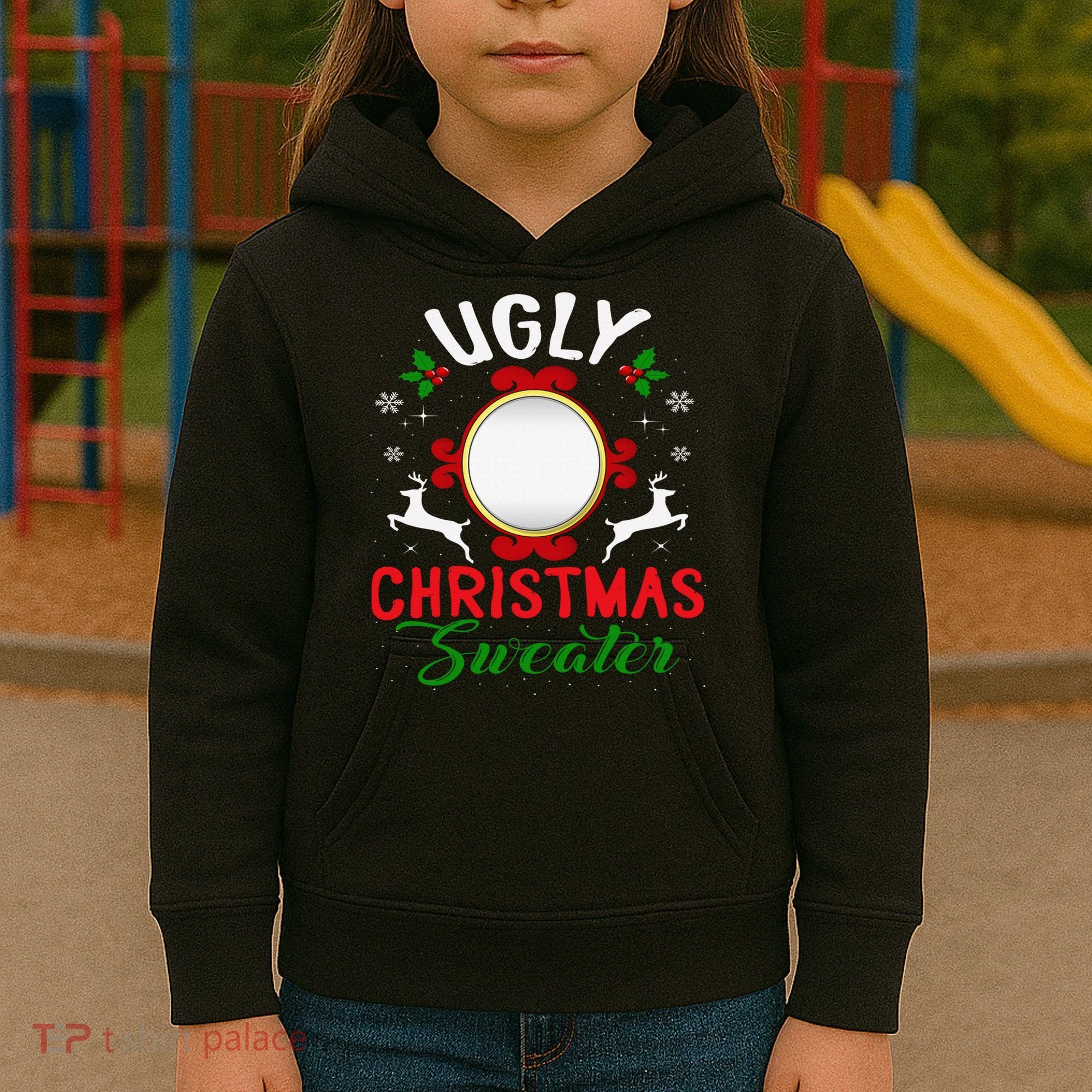 Funny Ugly Christmas Sweater With Mirror Kids Hoodie