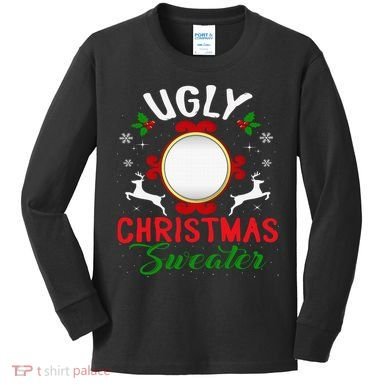 Funny Ugly Christmas Sweater With Mirror Kids Long Sleeve Shirt