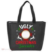 Funny Ugly Christmas Sweater With Mirror Tote Bag thumb 0