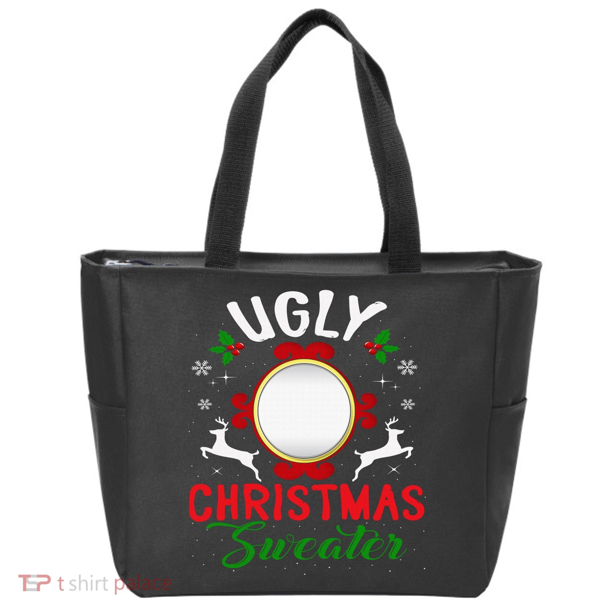 Funny Ugly Christmas Sweater With Mirror Tote Bag