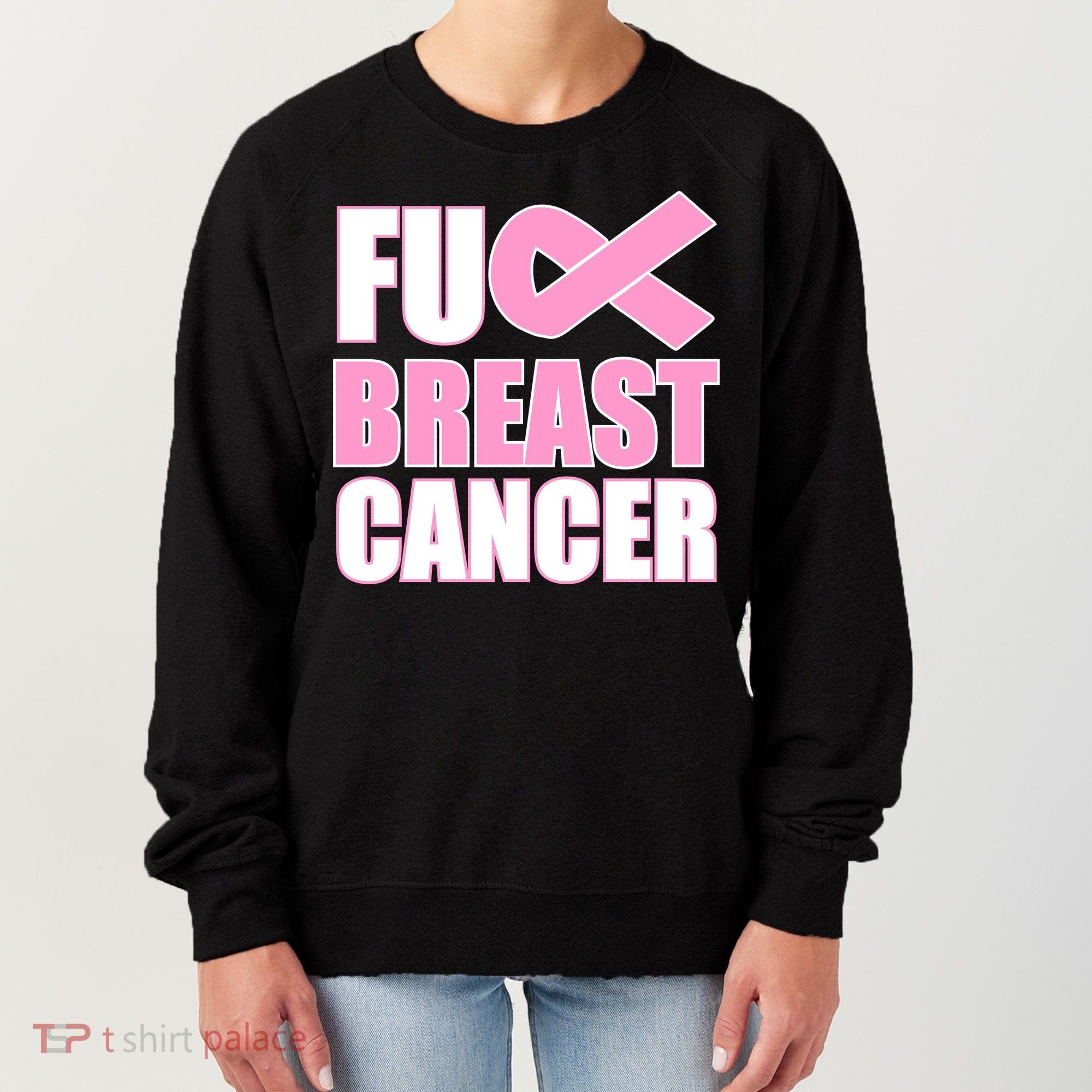 Fuck Breast Cancer Fight Logo Women's Sweatshirt