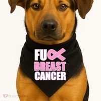 Fuck Breast Cancer Fight Logo USA-Made Doggie Bandana thumb 1