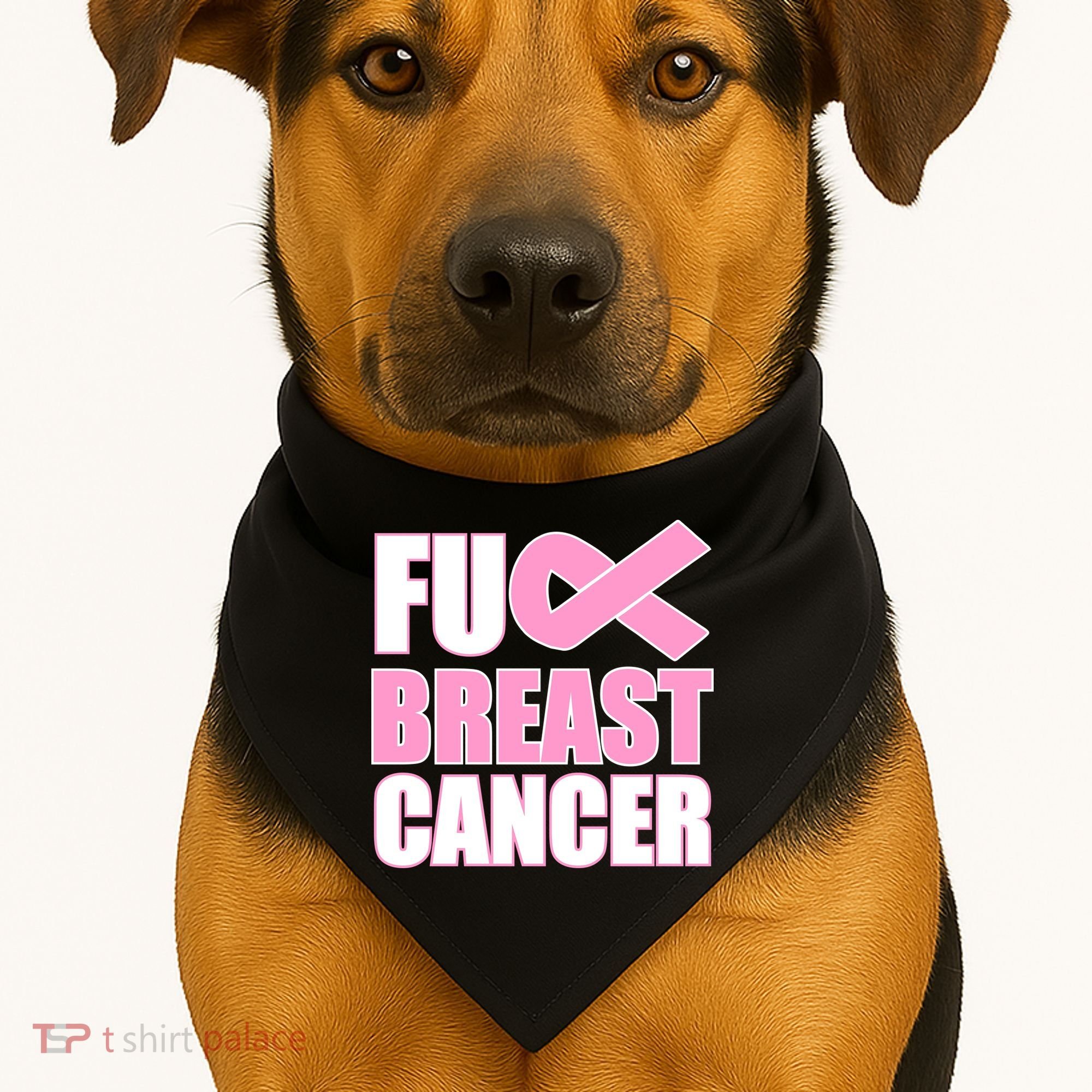 Fuck Breast Cancer Fight Logo USA-Made Doggie Bandana