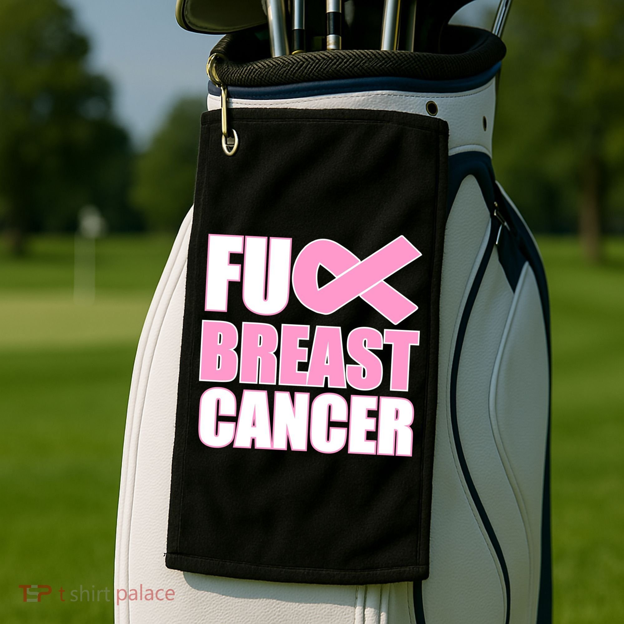 Fuck Breast Cancer Fight Logo Golf Towel