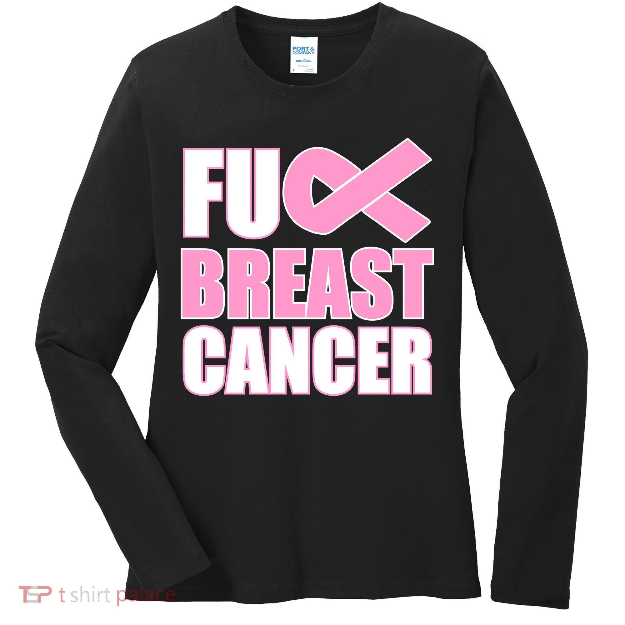 Fuck Breast Cancer Fight Logo Women's Long Sleeve Shirt