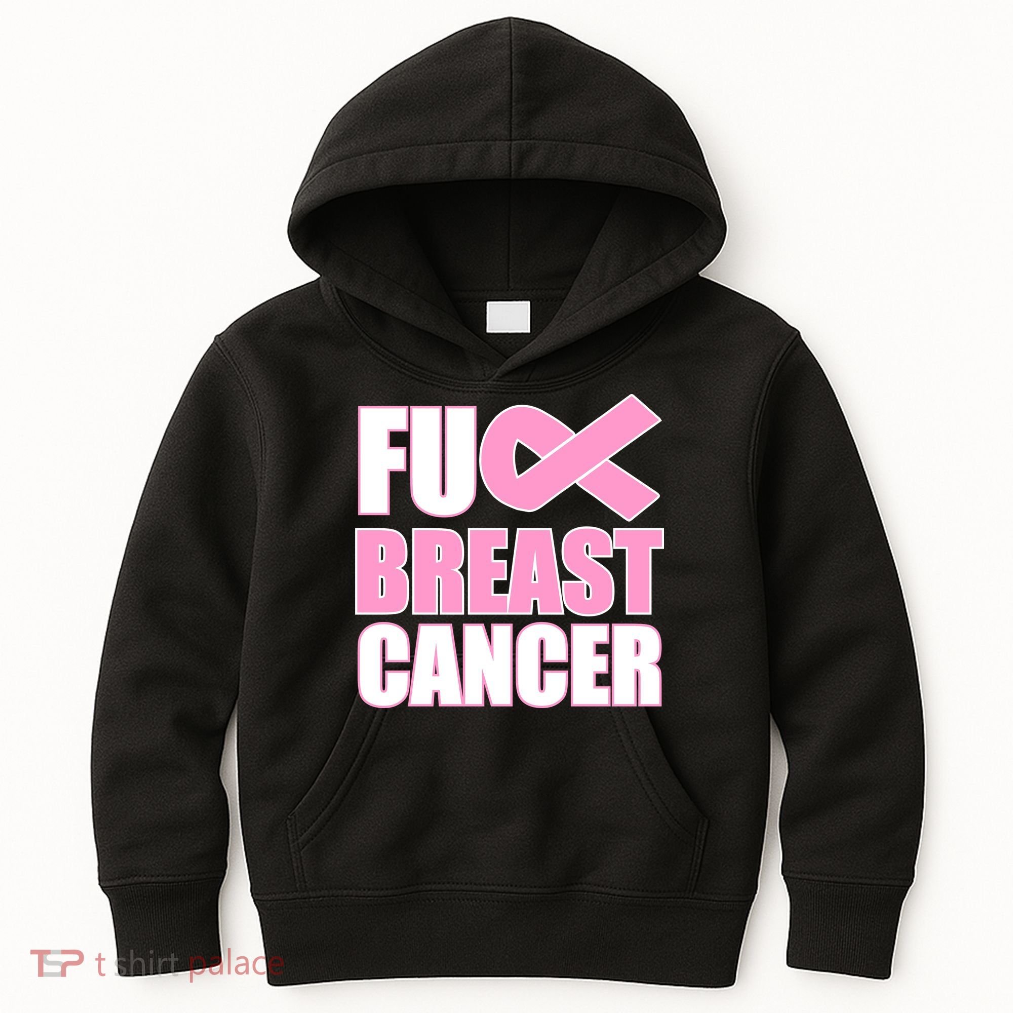 Fuck Breast Cancer Fight Logo Kids Hoodie
