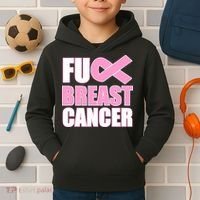 Fuck Breast Cancer Fight Logo Kids Hoodie thumb 2