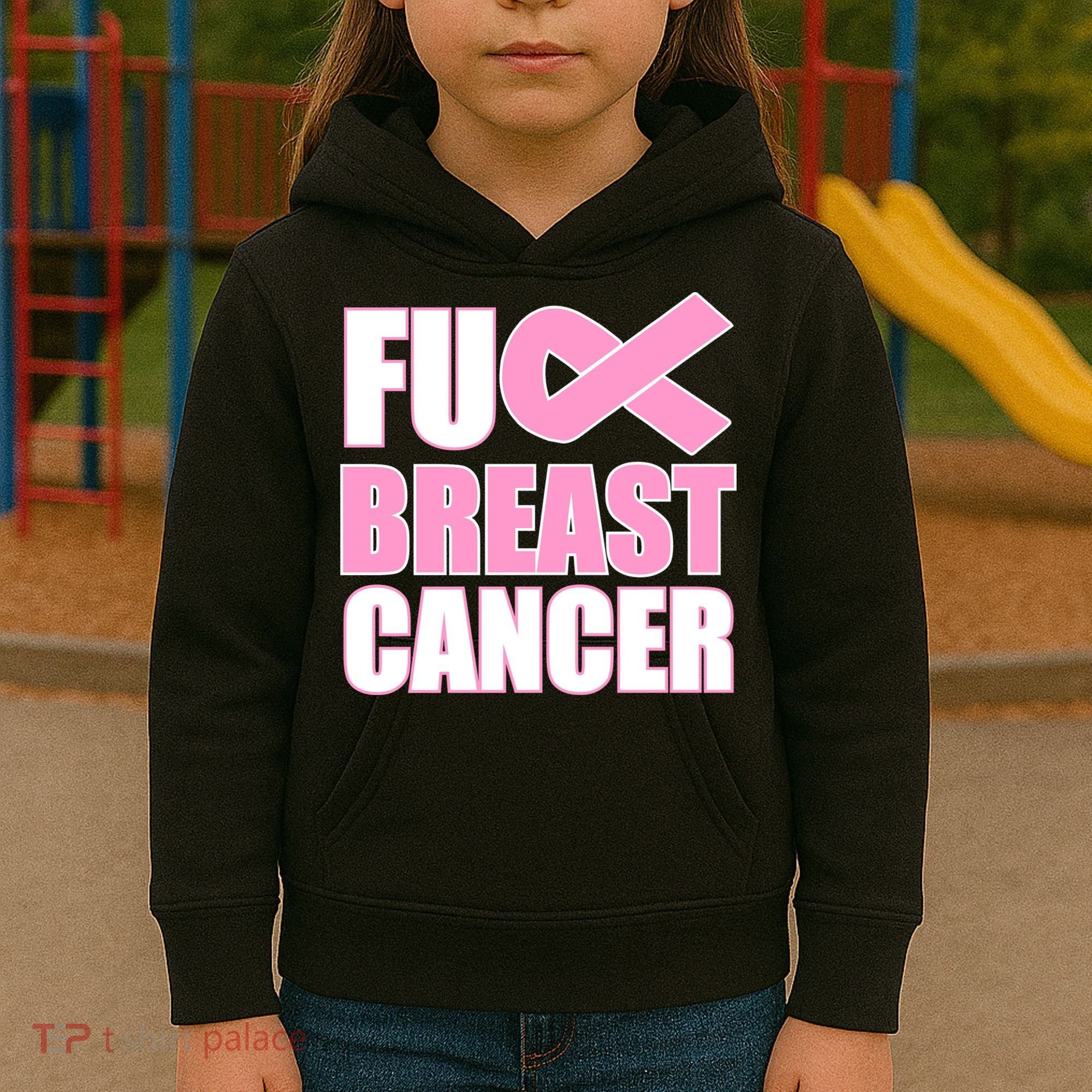 Fuck Breast Cancer Fight Logo Kids Hoodie
