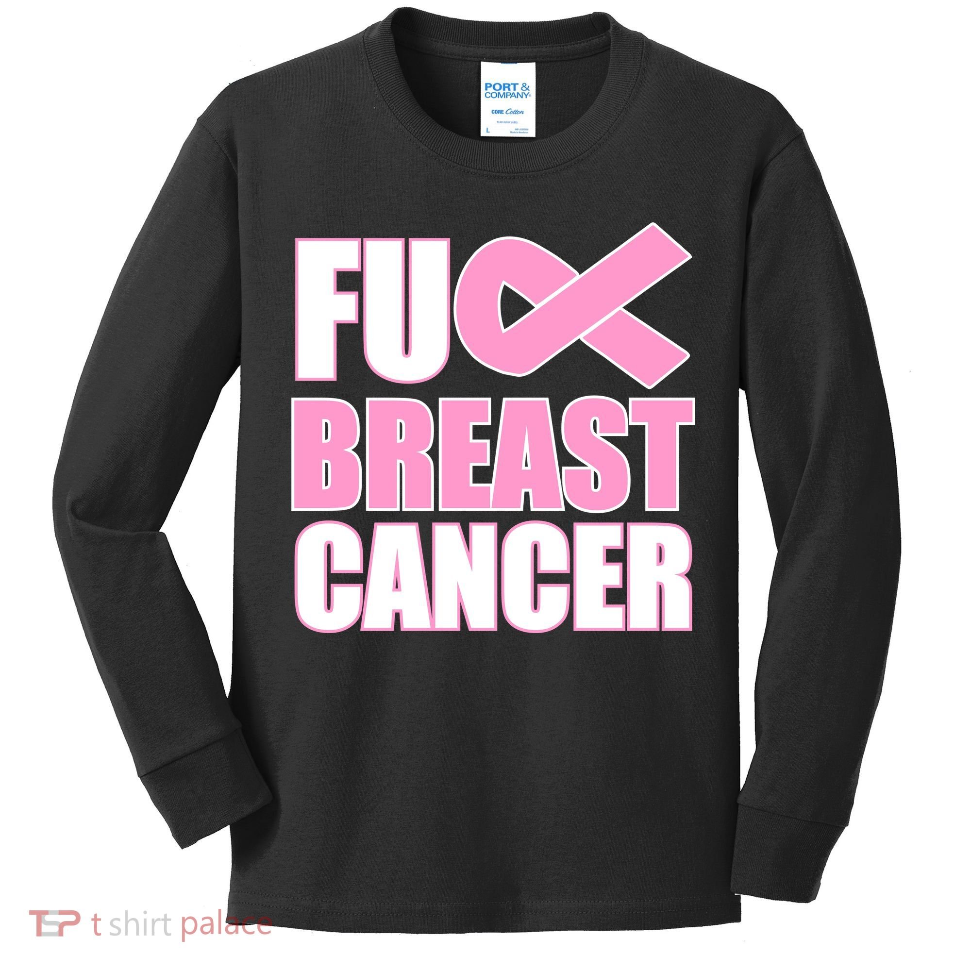 Fuck Breast Cancer Fight Logo Kids Long Sleeve Shirt