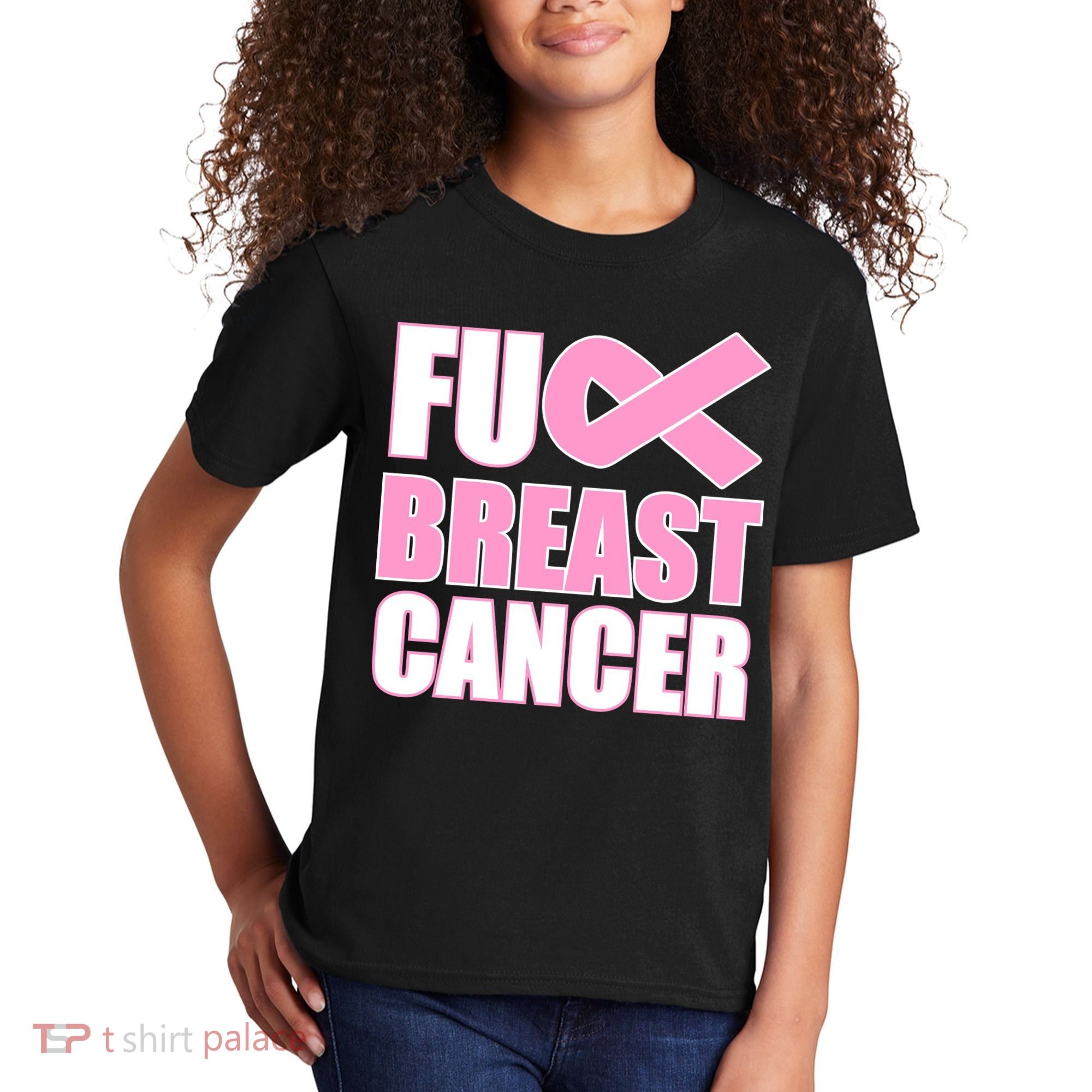 Fuck Breast Cancer Fight Logo Kids T-Shirt