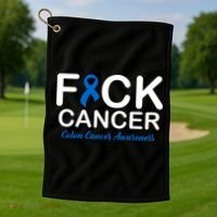 Fuck Cancer Colon Cancer Awareness Golf Towel thumb 1