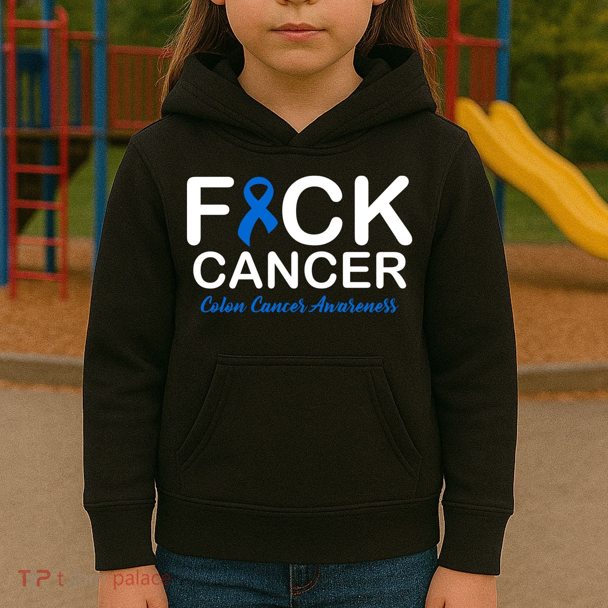 Fuck Cancer Colon Cancer Awareness Kids Hoodie