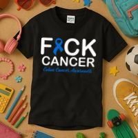 Fuck Cancer Colon Cancer Awareness Kids T-Shirt thumb 3