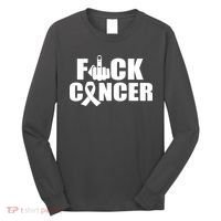 Fuck Cancer Ribbon Middle Finger Long Sleeve Shirt thumb 0