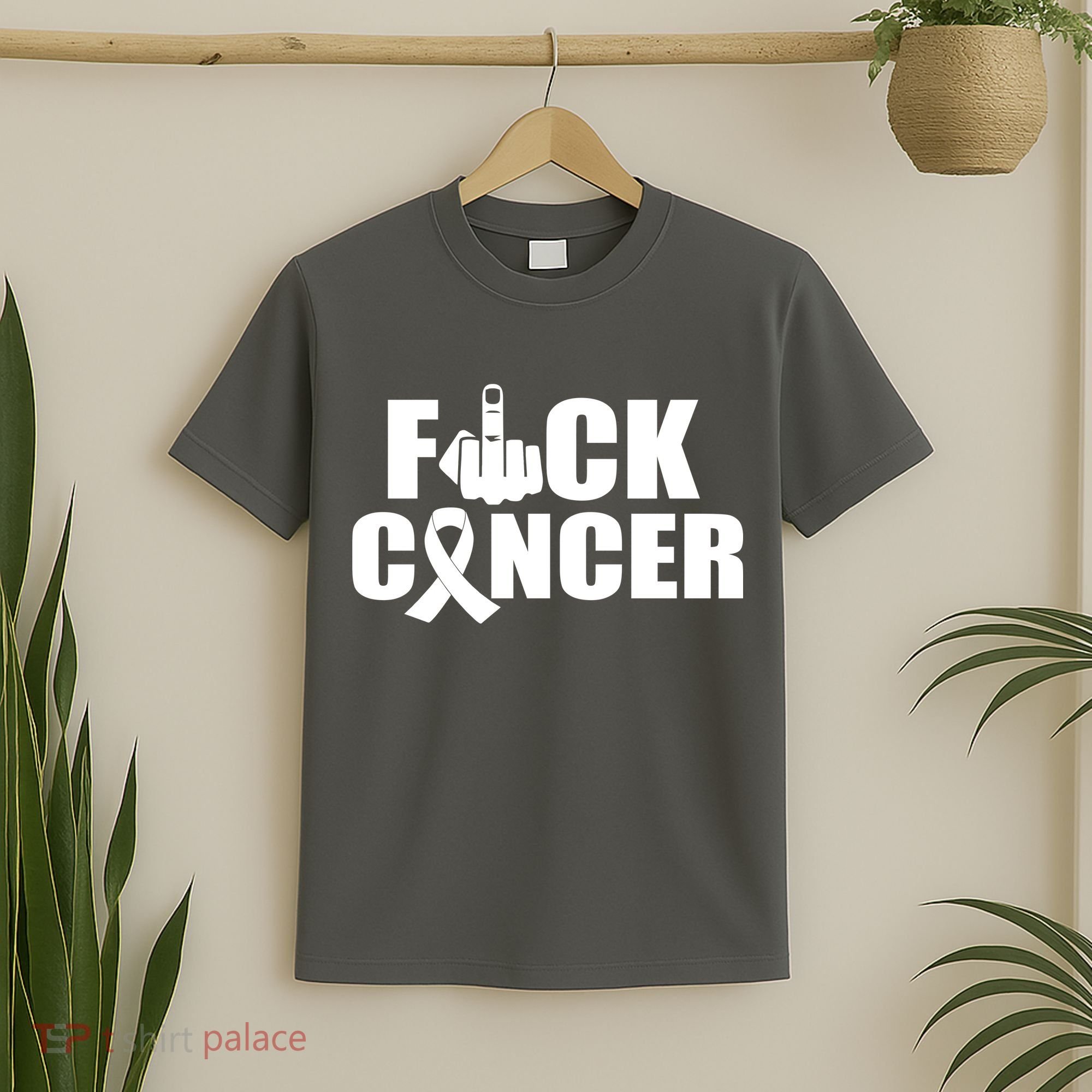 Fuck Cancer Ribbon Middle Finger T-Shirt