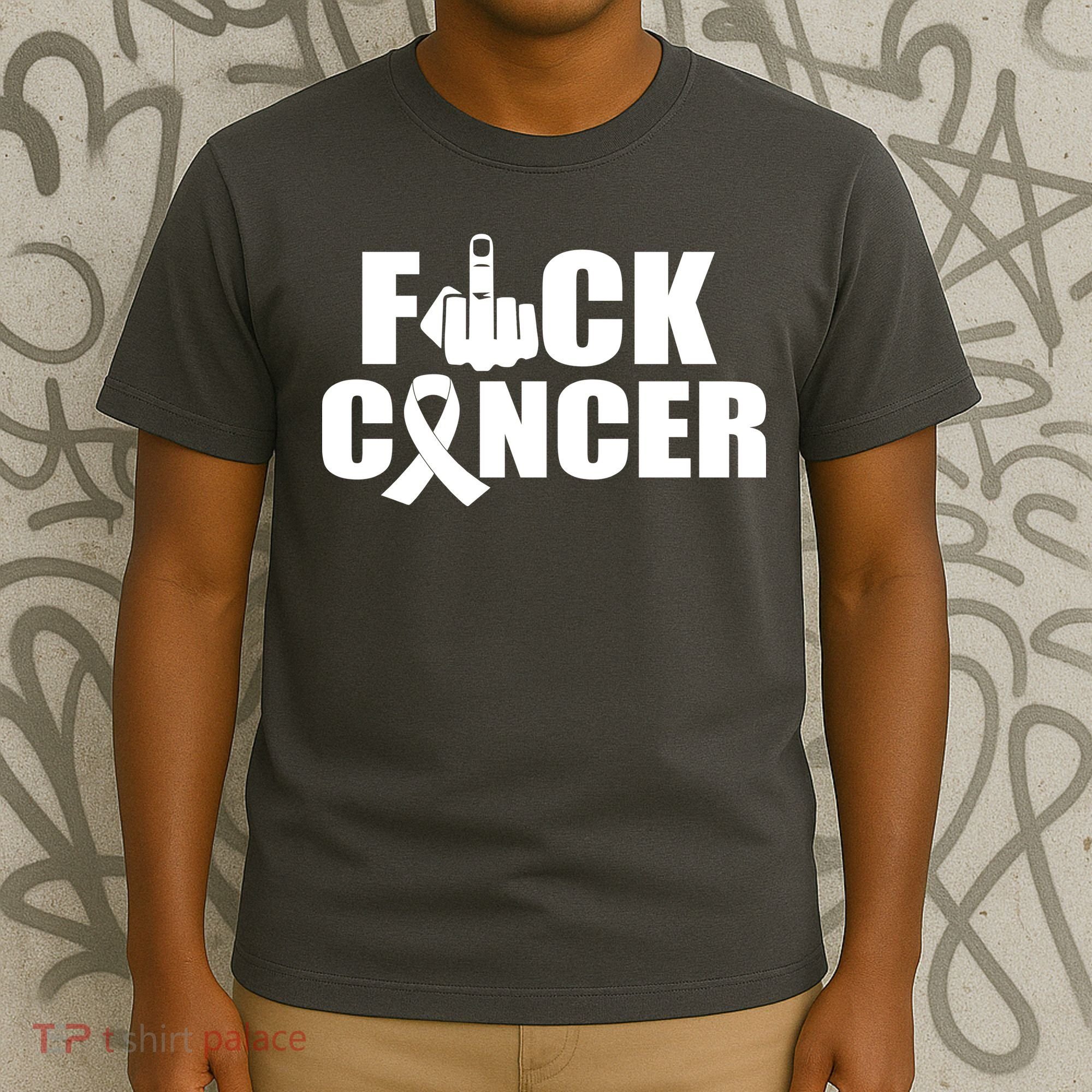 Fuck Cancer Ribbon Middle Finger T-Shirt